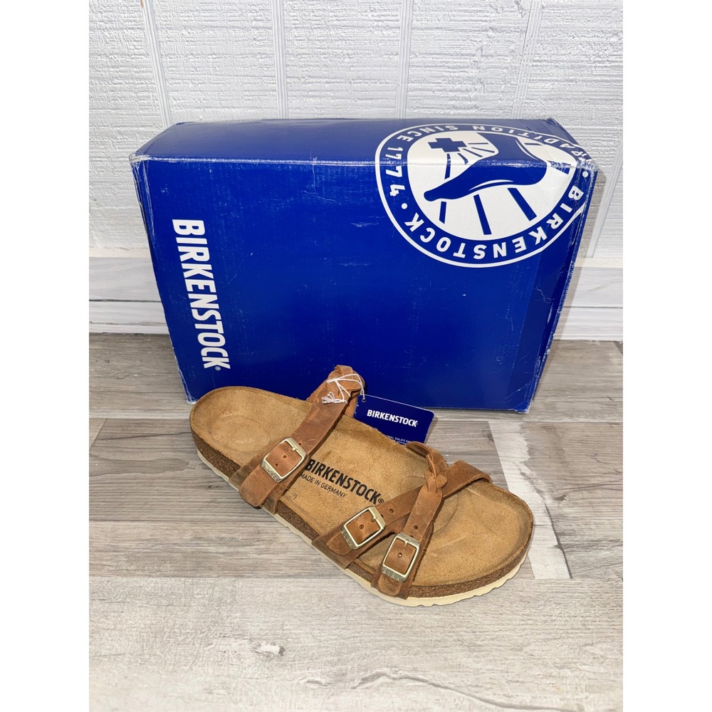 Birkenstock Franca Braided Sandal Women Cognac Brown Oiled Leather Size 40 US 9